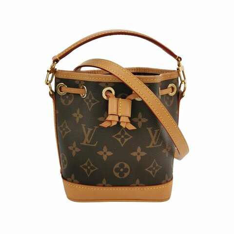 Louis Vuitton (LV) NOENano植鞣革Monogram印花抽繩斜挎包肩背包晶片款