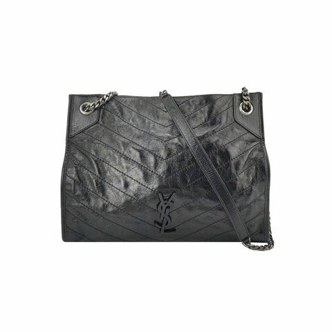 Saint Laurent Niki油蠟皮純色V紋絎縫YSL標誌單肩包