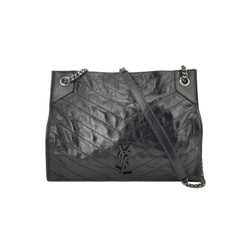 Saint Laurent Niki油蠟皮純色V紋絎縫YSL標誌單肩包-0