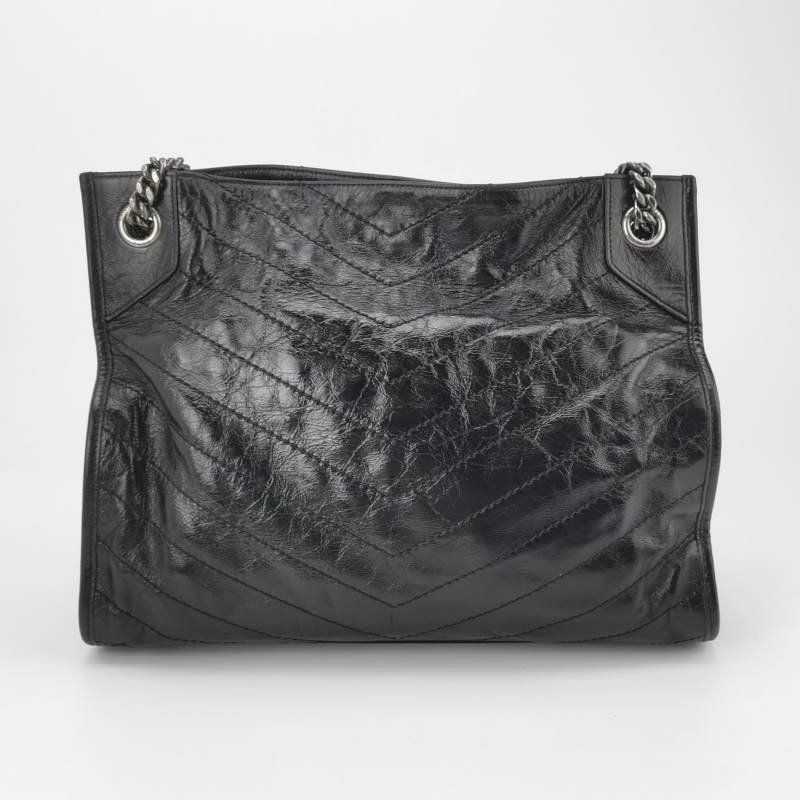 Saint Laurent Niki油蠟皮純色V紋絎縫YSL標誌單肩包-4