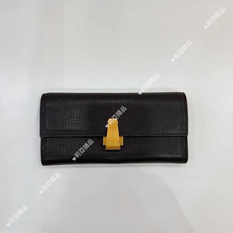 莉亞精品♡ Bv黑色牛皮長夾 二手-1