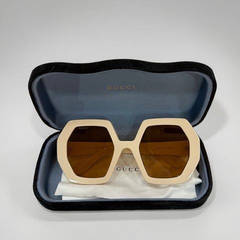 莉亞精品♡ Gucci 米白色太陽眼鏡🕶️ 二手