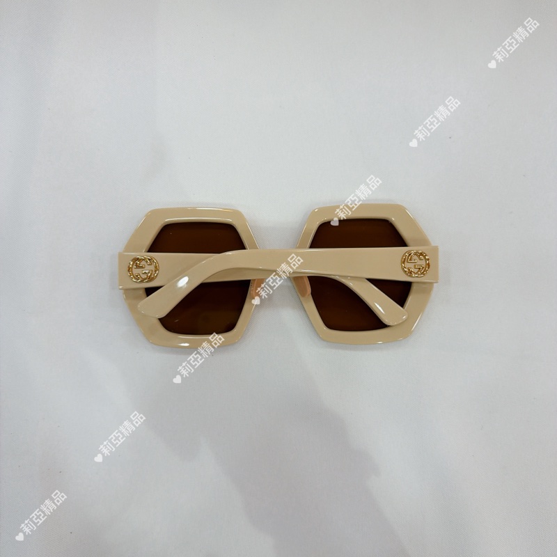 莉亞精品♡ Gucci 米白色太陽眼鏡🕶️ 二手-3