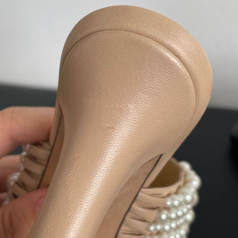 Chanel 香奈兒 珍珠奶茶色高跟鞋  尺寸：35.5碼 鞋跟：9cm-6