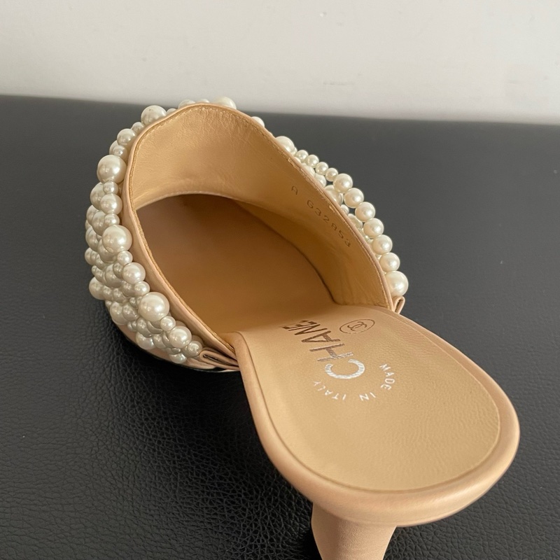 Chanel 香奈兒 珍珠奶茶色高跟鞋  尺寸：35.5碼 鞋跟：9cm-8