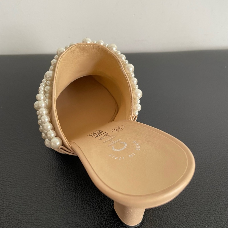 Chanel 香奈兒 珍珠奶茶色高跟鞋  尺寸：35.5碼 鞋跟：9cm-9