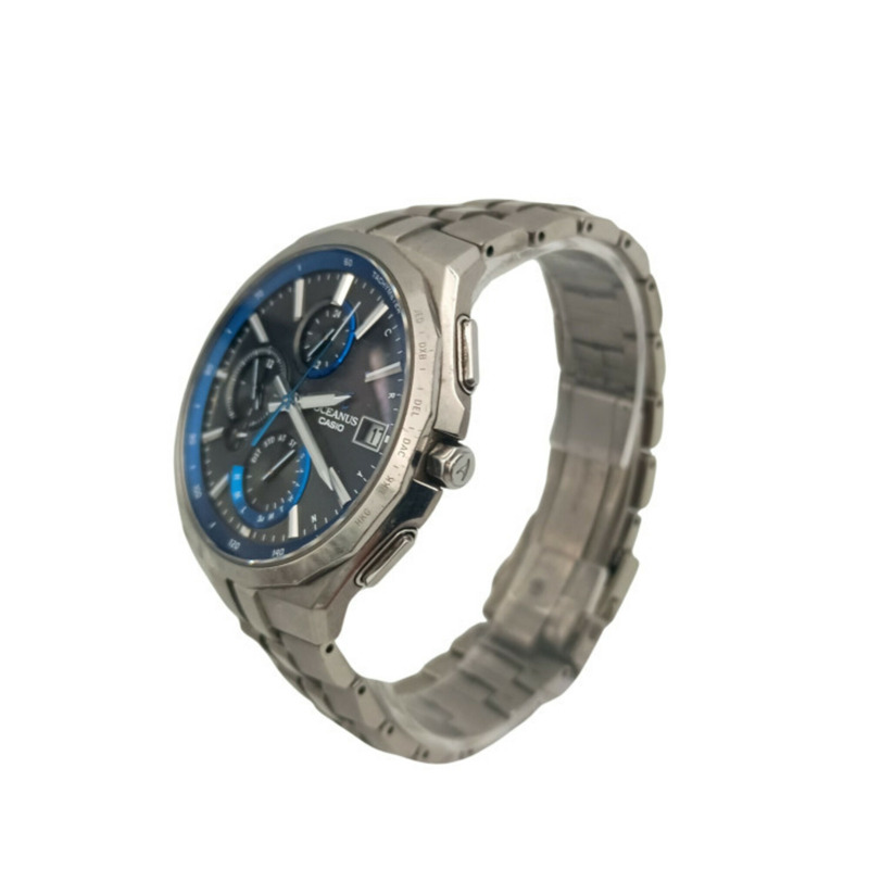 卡西歐 Oceanus Manta S5000 系列 OCW-S5000-1AJF 黑色錶盤鈦金屬男士模擬腕錶-1