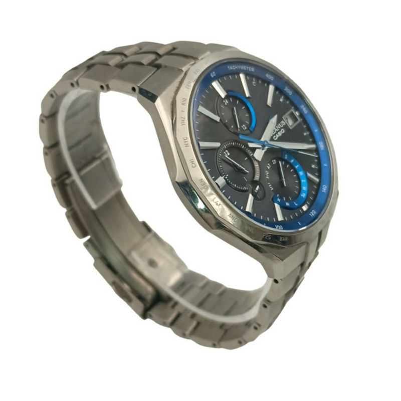 卡西歐 Oceanus Manta S5000 系列 OCW-S5000-1AJF 黑色錶盤鈦金屬男士模擬腕錶-2