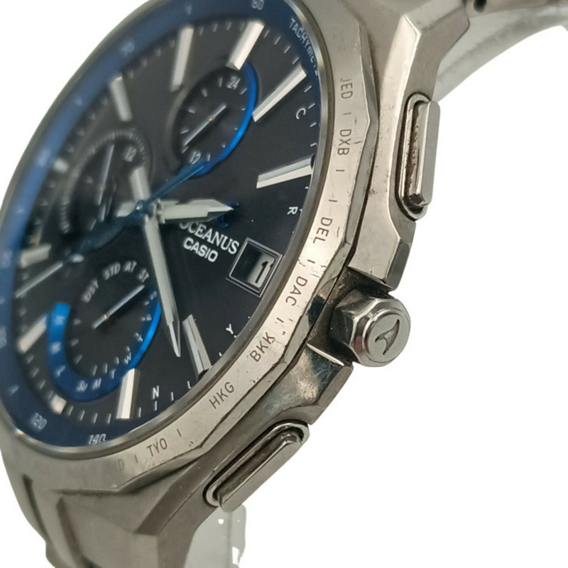 卡西歐 Oceanus Manta S5000 系列 OCW-S5000-1AJF 黑色錶盤鈦金屬男士模擬腕錶-3