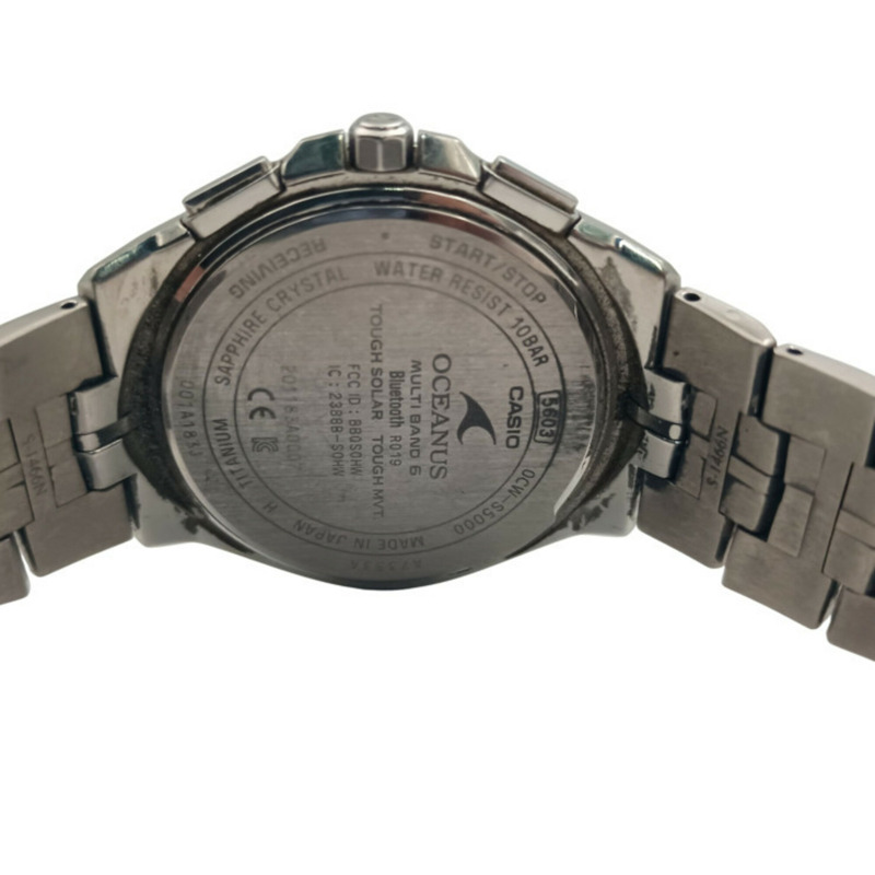 卡西歐 Oceanus Manta S5000 系列 OCW-S5000-1AJF 黑色錶盤鈦金屬男士模擬腕錶-8