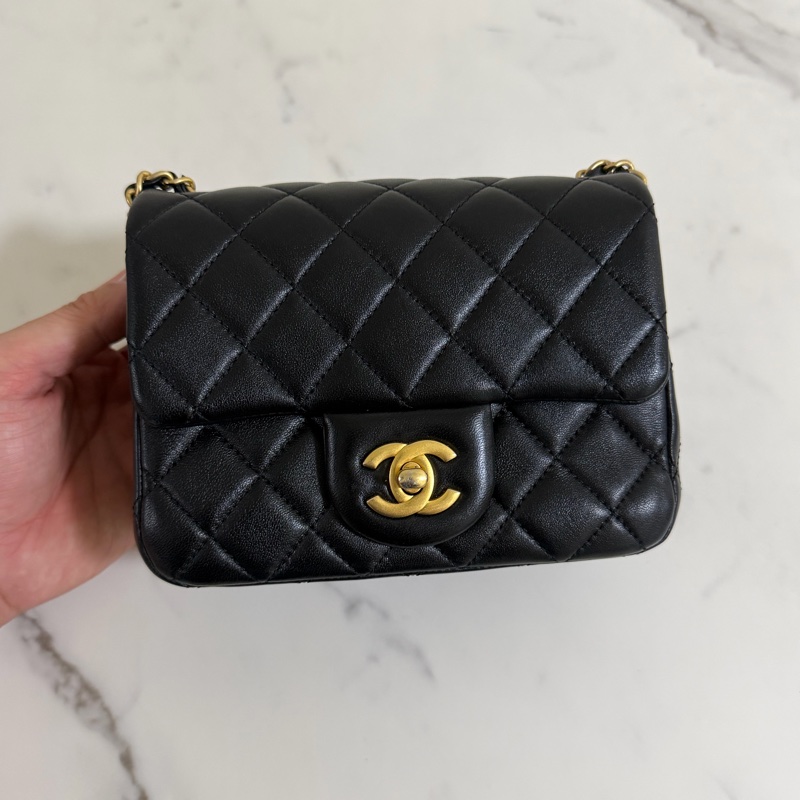 香奈兒 CF17 黑色 金球方胖子 晶片款-1