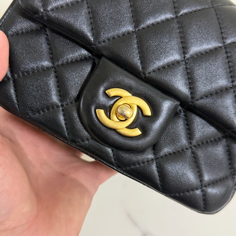 香奈兒 CF17 黑色 金球方胖子 晶片款-7