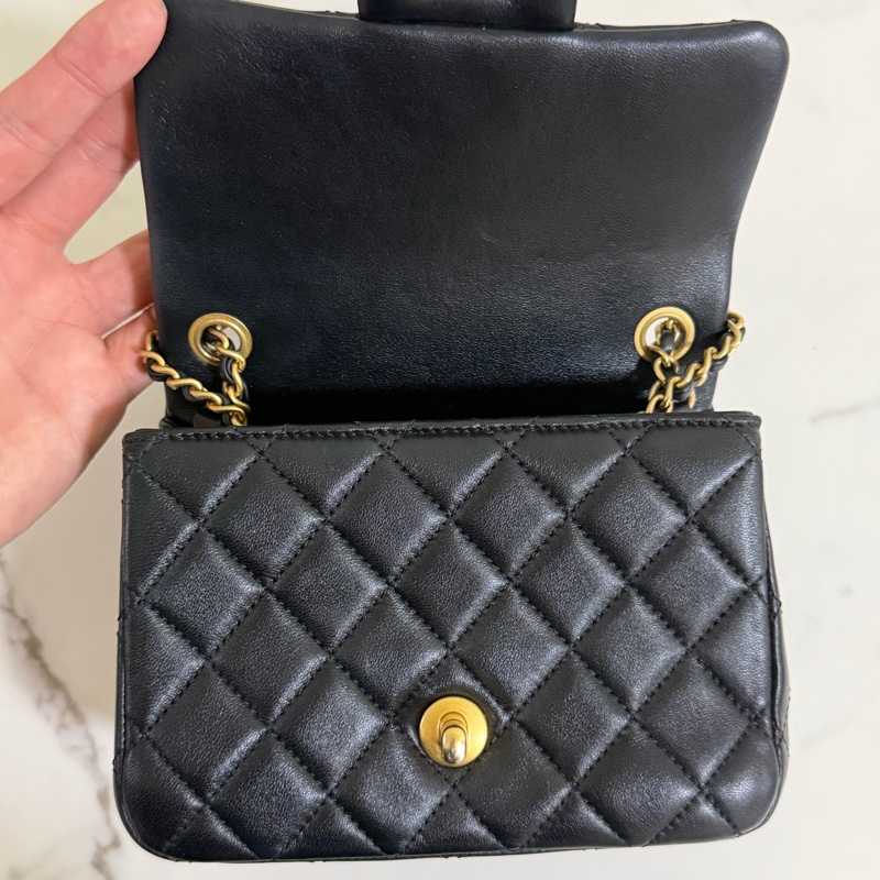 香奈兒 CF17 黑色 金球方胖子 晶片款-8