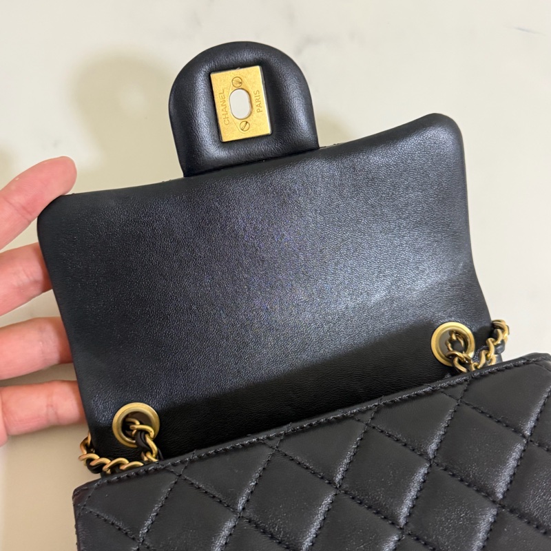 香奈兒 CF17 黑色 金球方胖子 晶片款-9