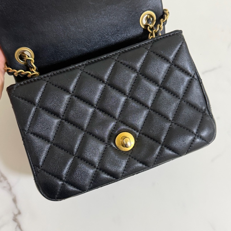 香奈兒 CF17 黑色 金球方胖子 晶片款-10