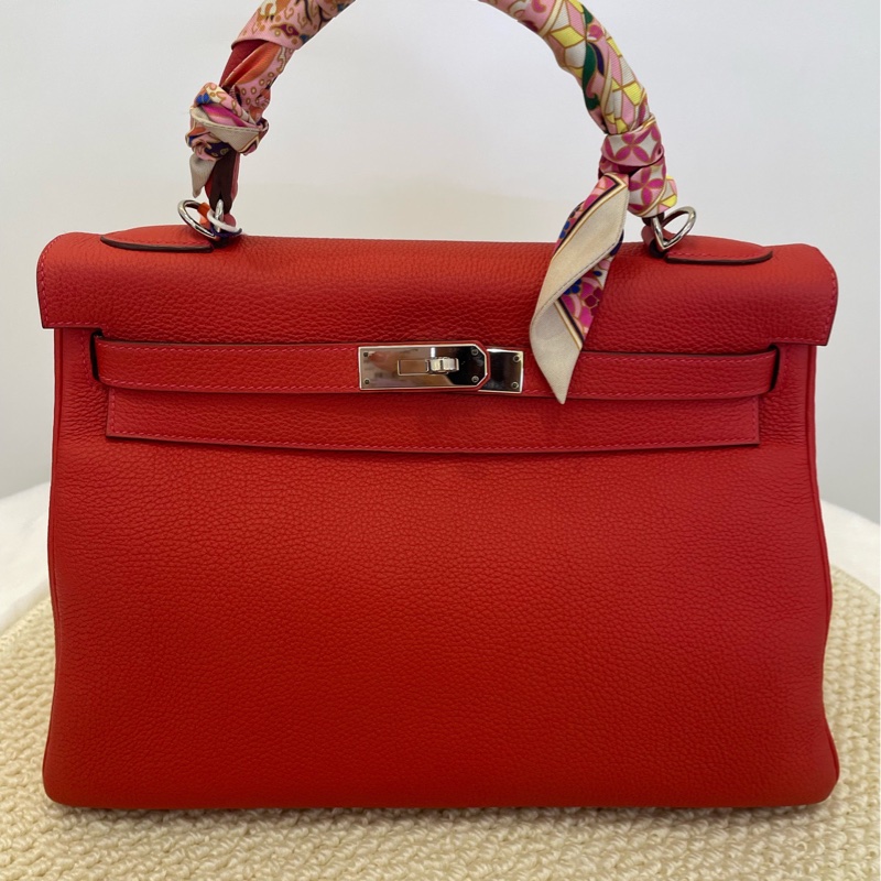 Hermes 紅色 kelly32愛馬仕 尺寸:T刻 32*23*10.5-0