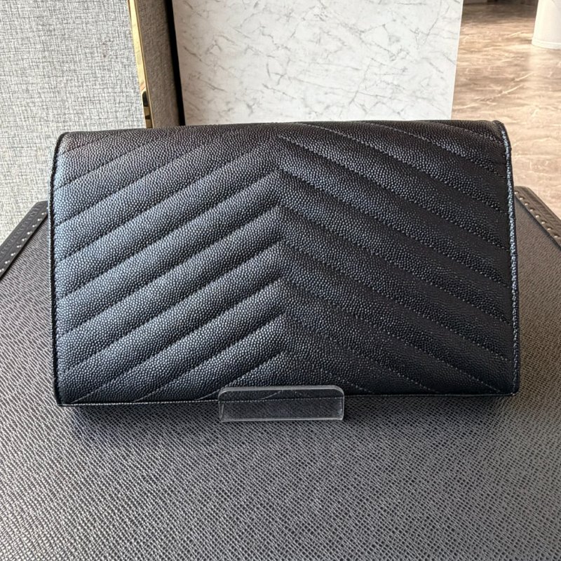 V紋荔枝銀鍊銀LOGO WOC 斜背 /黑-2