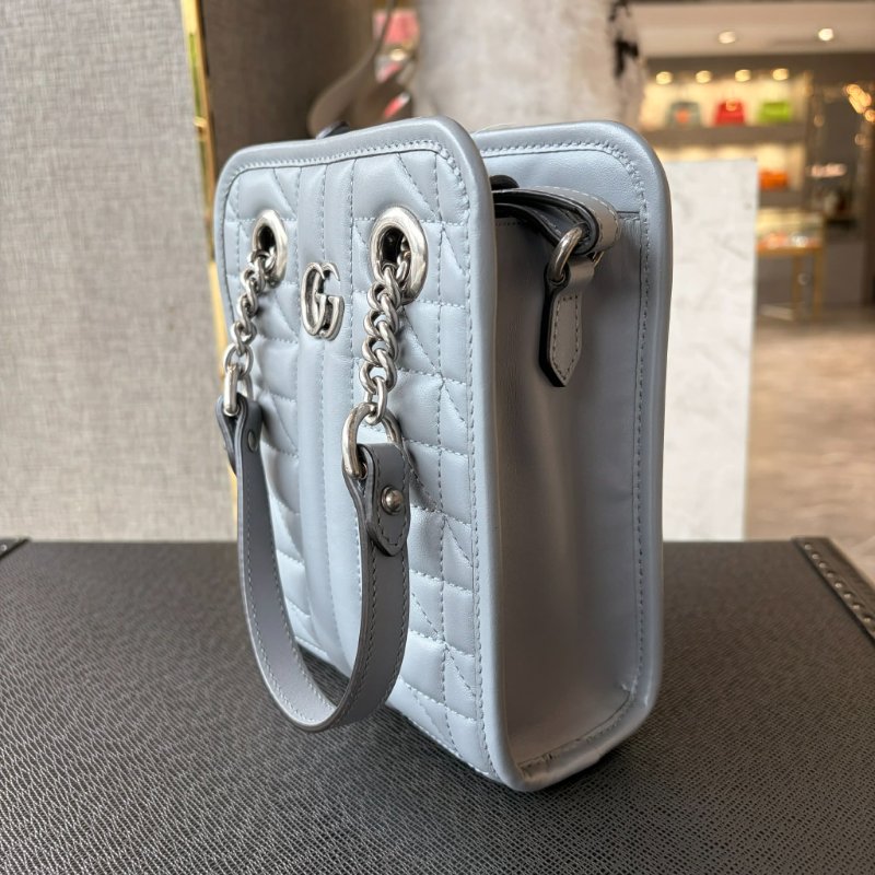 GUCCI 牛皮直式馬夢配件包 灰色-2