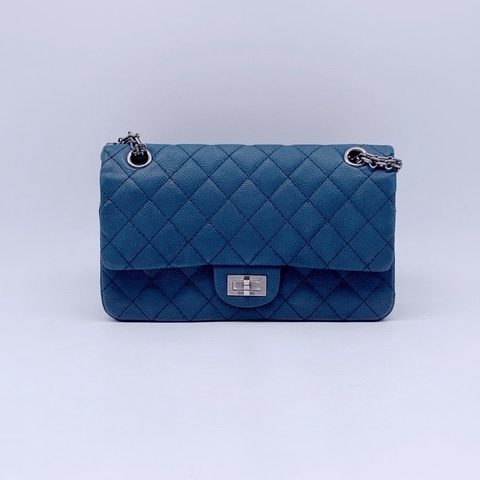 Chanel 香奈兒2.55小號 荔枝皮深藍色 98新  17開 尺寸 23*8*16