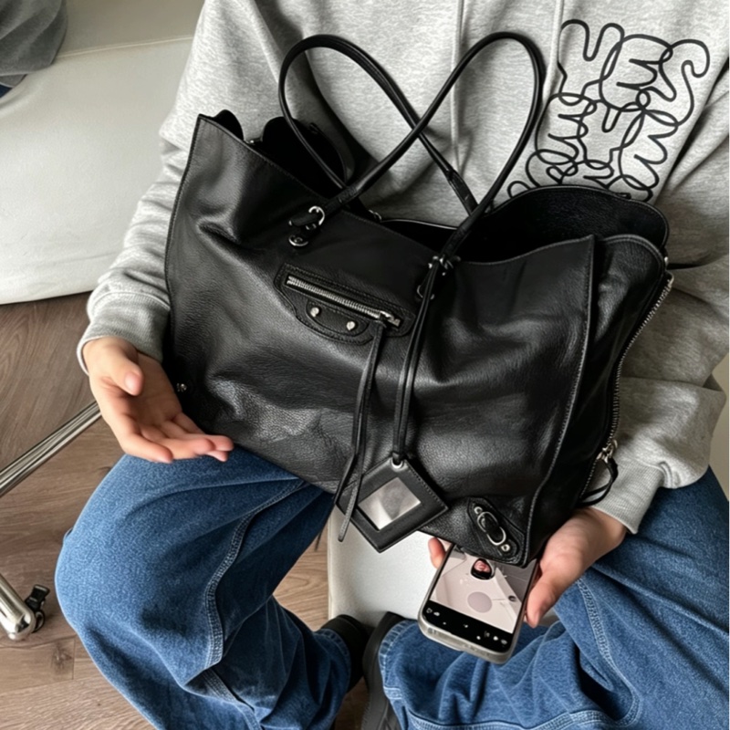 BALENCIAGA巴黎世家Papier系列大號黑色機車托特包🛵🛵-2