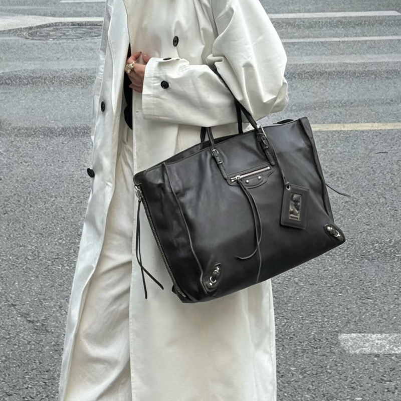 BALENCIAGA巴黎世家Papier系列大號黑色機車托特包🛵🛵-4