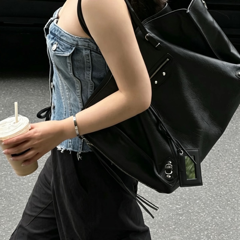 BALENCIAGA巴黎世家Papier系列大號黑色機車托特包🛵🛵-6