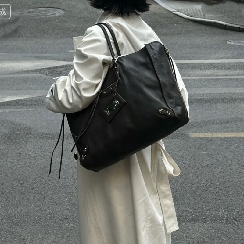 BALENCIAGA巴黎世家Papier系列大號黑色機車托特包🛵🛵-16