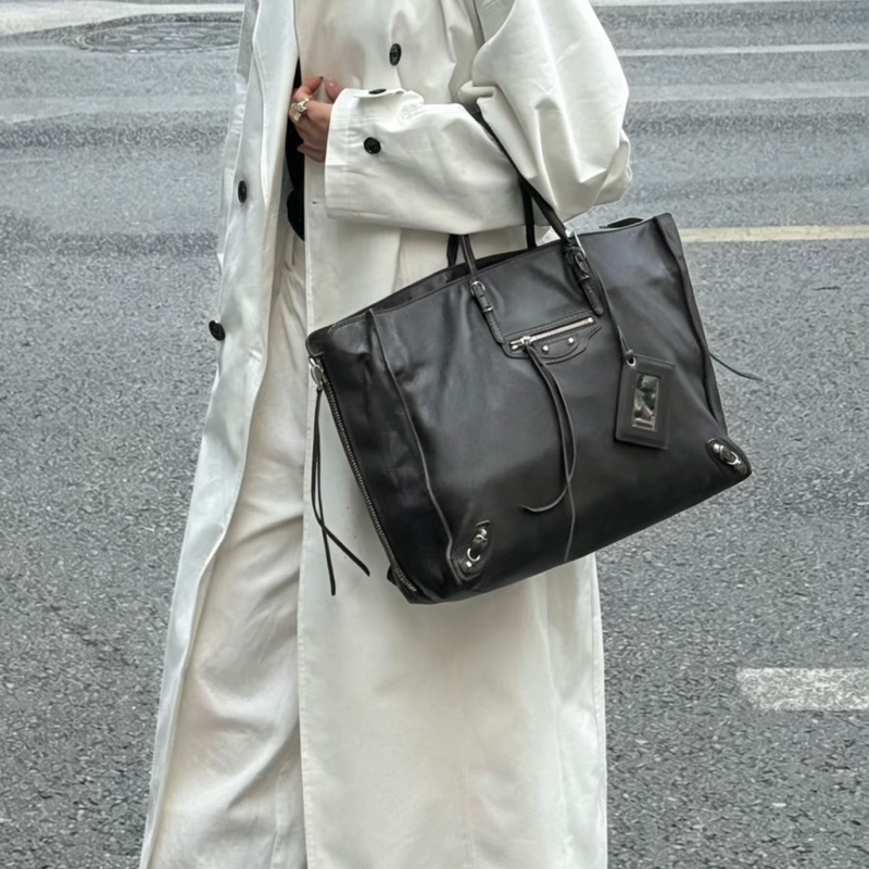 BALENCIAGA巴黎世家Papier系列大號黑色機車托特包🛵🛵-17