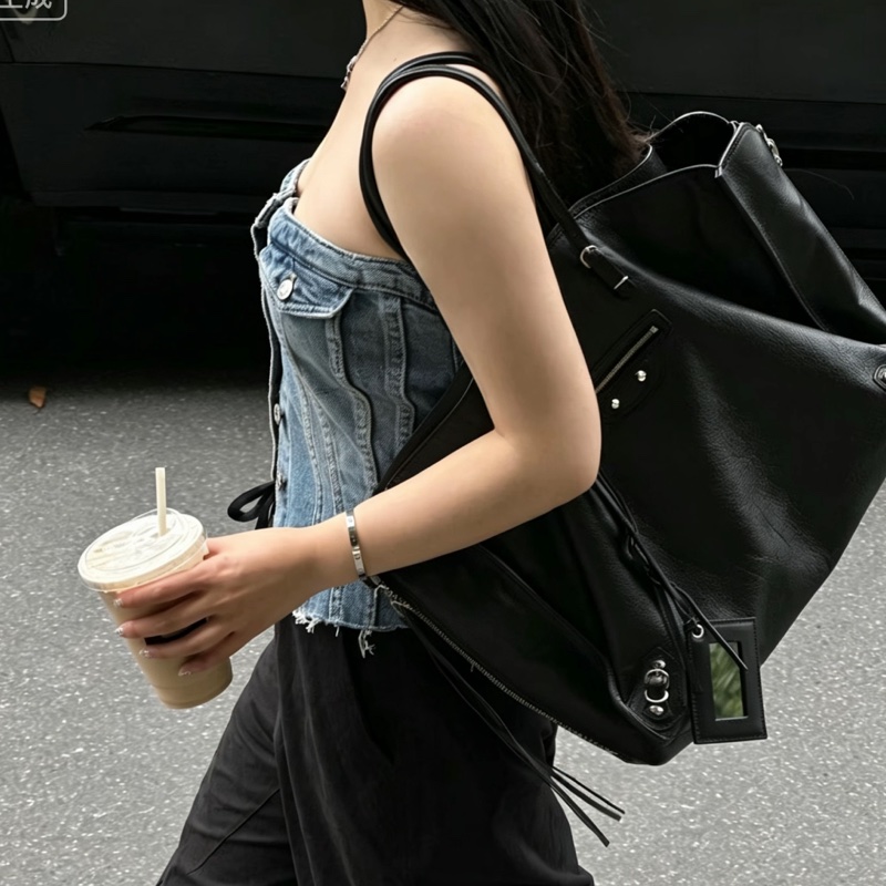 BALENCIAGA巴黎世家Papier系列大號黑色機車托特包🛵🛵-21