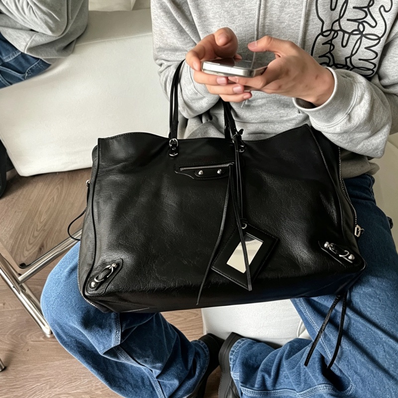 BALENCIAGA巴黎世家Papier系列大號黑色機車托特包🛵🛵-22