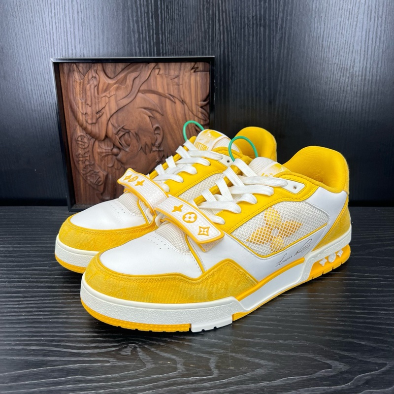 Louis Vuitton路易威登 trainer 白黃魔術貼 43.5碼-0