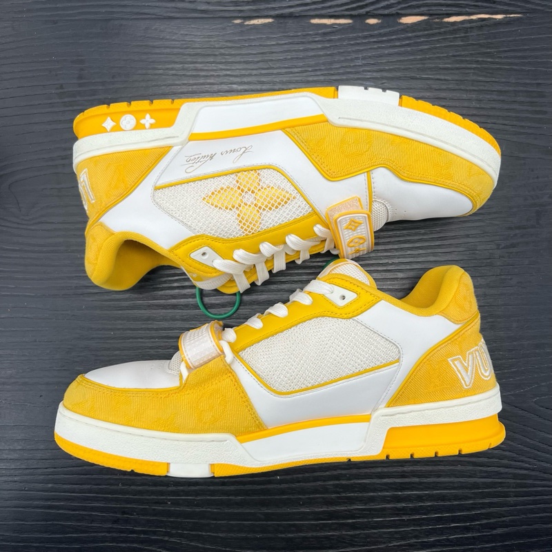 Louis Vuitton路易威登 trainer 白黃魔術貼 43.5碼-5