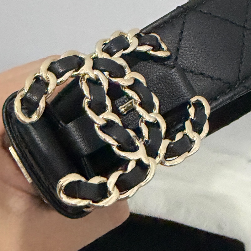 Chanel經典黑金皮帶-1