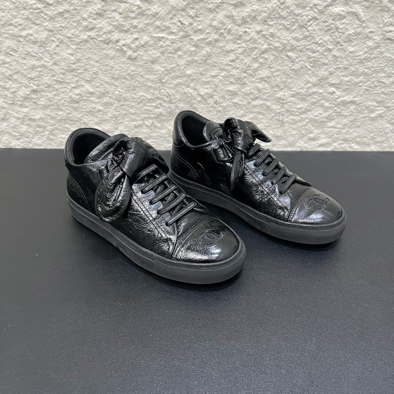 98新Chanel香奈兒蝴蝶結黑色休閒鞋板鞋 35.5 碼-5