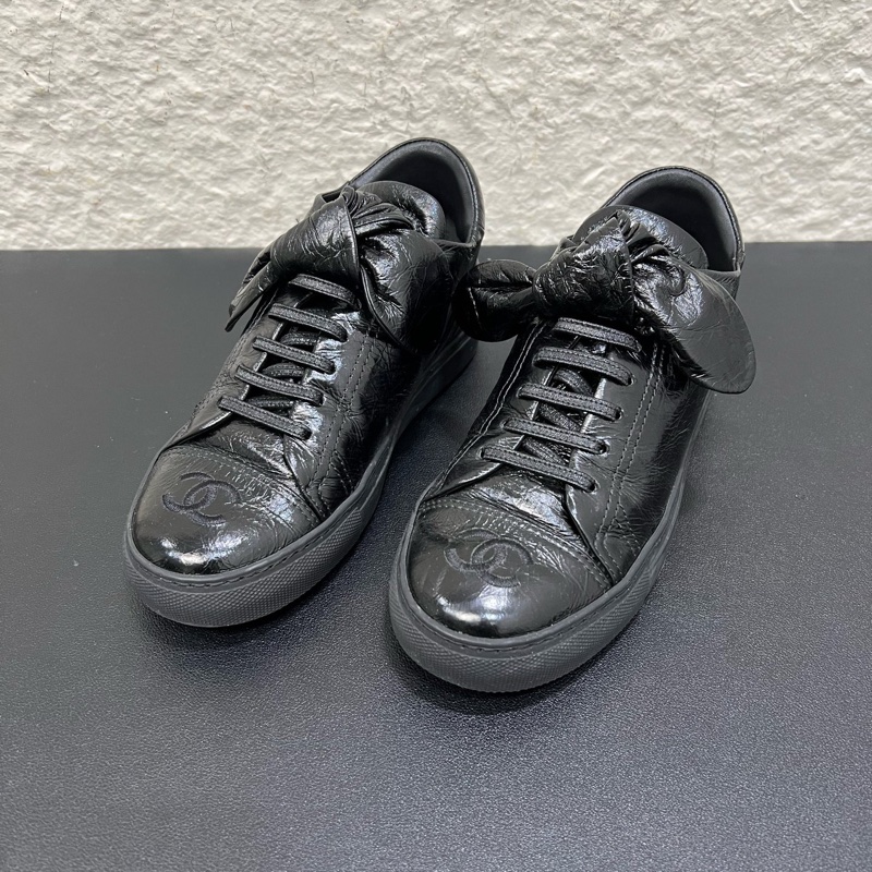 98新Chanel香奈兒蝴蝶結黑色休閒鞋板鞋 35.5 碼-6