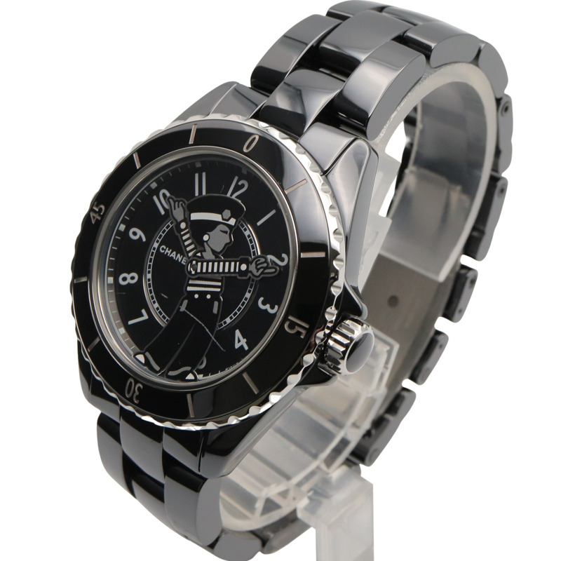香奈兒 Mademoiselle J12 La Pausa 陶瓷男士腕錶，黑色，型號 H7609-1