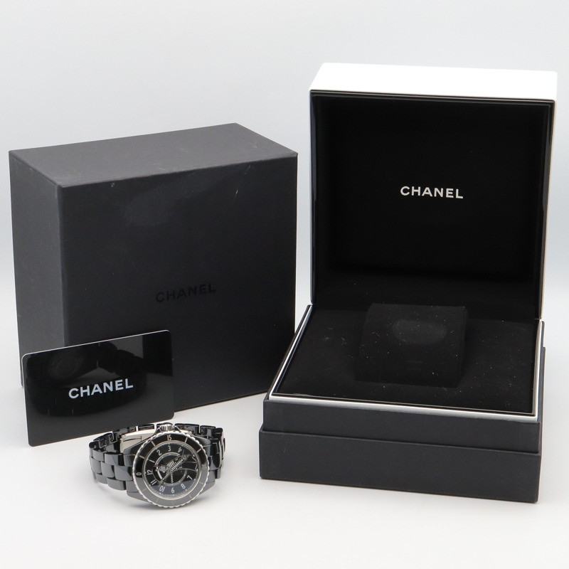 香奈兒 Mademoiselle J12 La Pausa 陶瓷男士腕錶，黑色，型號 H7609-9