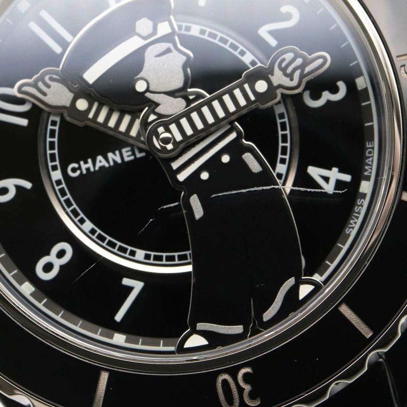 香奈兒 Mademoiselle J12 La Pausa 陶瓷男士腕錶，黑色，型號 H7609-10