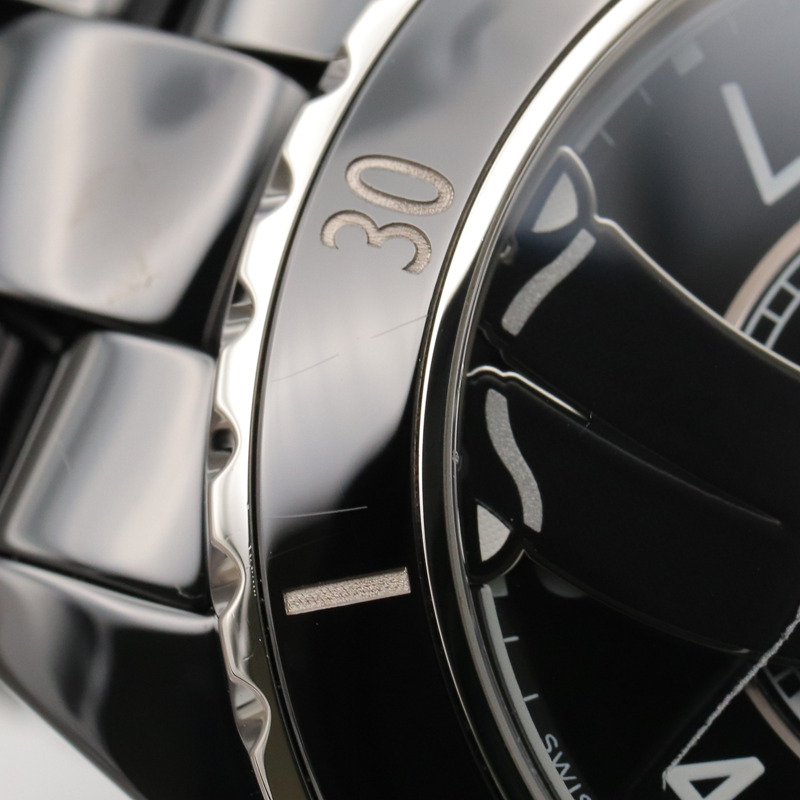 香奈兒 Mademoiselle J12 La Pausa 陶瓷男士腕錶，黑色，型號 H7609-12