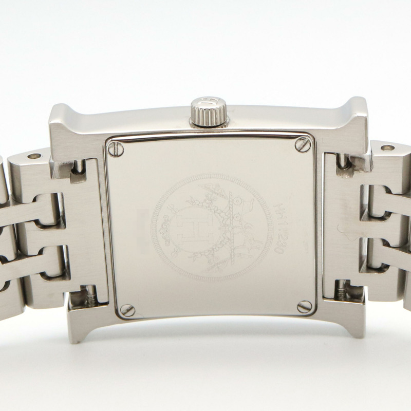 愛馬仕 H-Watch 鑲鑽錶圈女士腕錶 不鏽鋼 象牙色 HH1.230-4