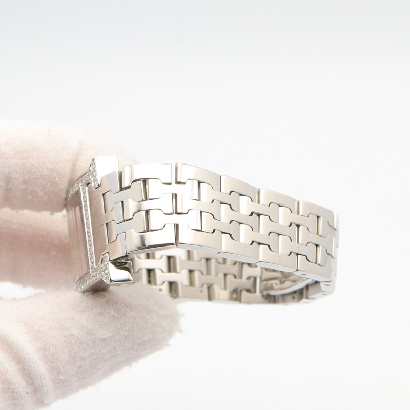 愛馬仕 H-Watch 鑲鑽錶圈女士腕錶 不鏽鋼 象牙色 HH1.230-7