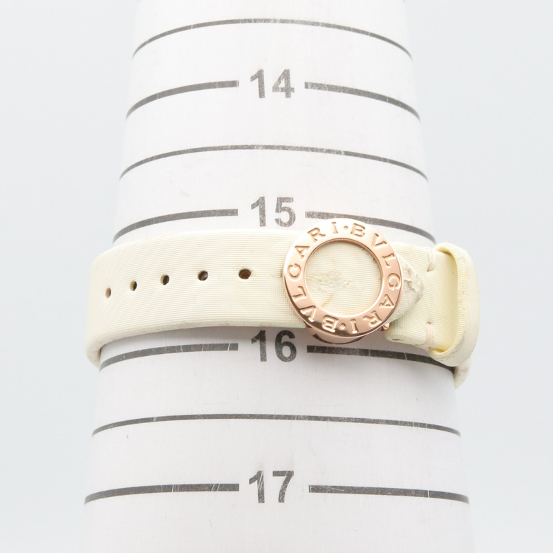 寶格麗 (Bulgari) Astrale Cerchi 系列鑽石及彩色寶石腕錶，18K 玫瑰金 (PG)，鑲鑽，皮錶帶，女士款，白色錶殼，AEP36G-7