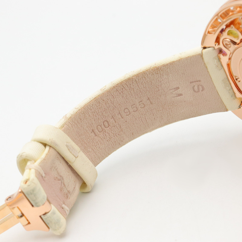 寶格麗 (Bulgari) Astrale Cerchi 系列鑽石及彩色寶石腕錶，18K 玫瑰金 (PG)，鑲鑽，皮錶帶，女士款，白色錶殼，AEP36G-17