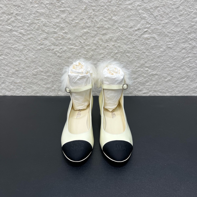 Chanel香奈兒neige23 白色毛毛瑪麗珍鞋 36C-0