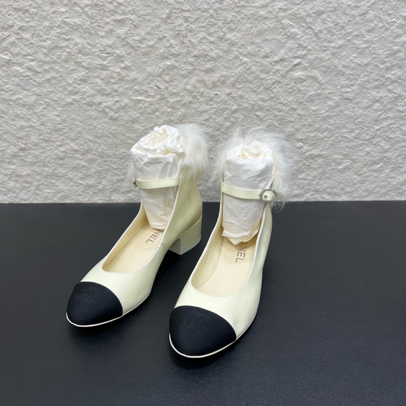 Chanel香奈兒neige23 白色毛毛瑪麗珍鞋 36C-2