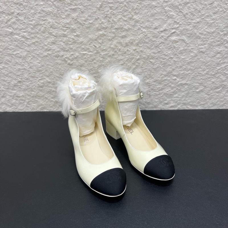 Chanel香奈兒neige23 白色毛毛瑪麗珍鞋 36C-3