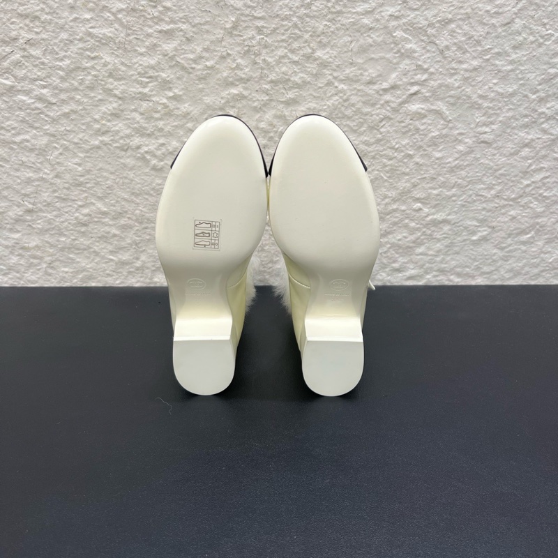 Chanel香奈兒neige23 白色毛毛瑪麗珍鞋 36C-4