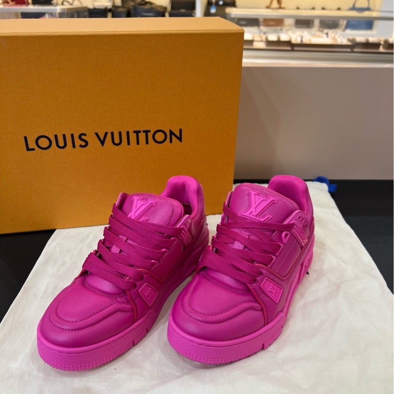 99新LV路易威登trainer系列玫粉色胖丁板鞋  36碼-2