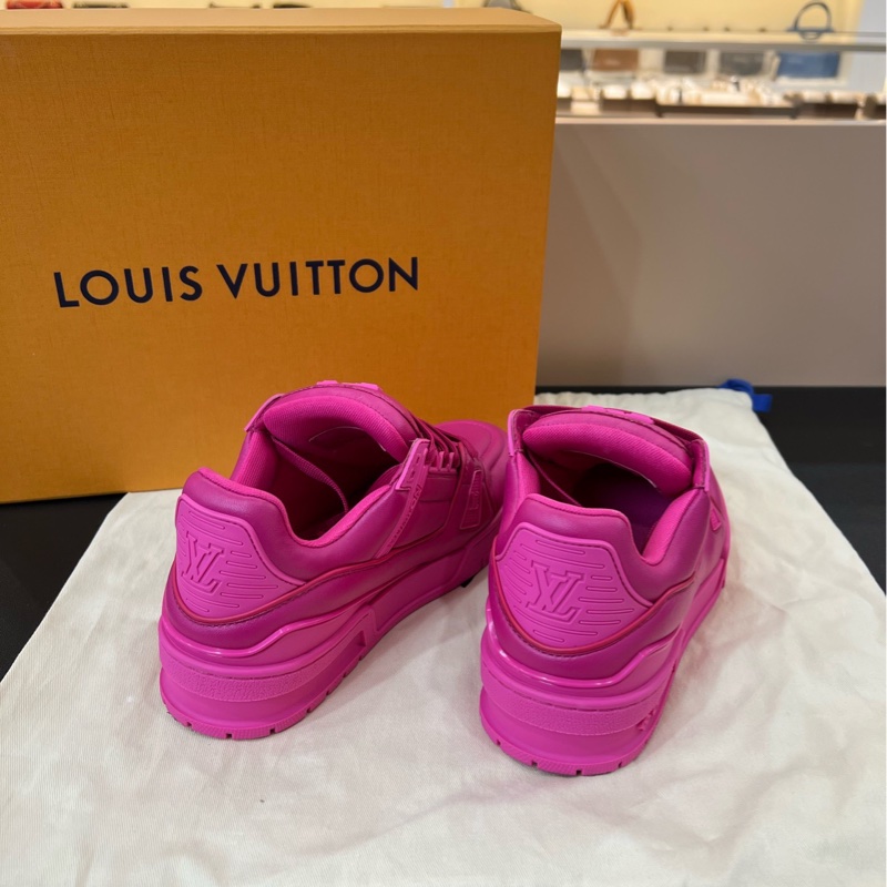 99新LV路易威登trainer系列玫粉色胖丁板鞋  36碼-4
