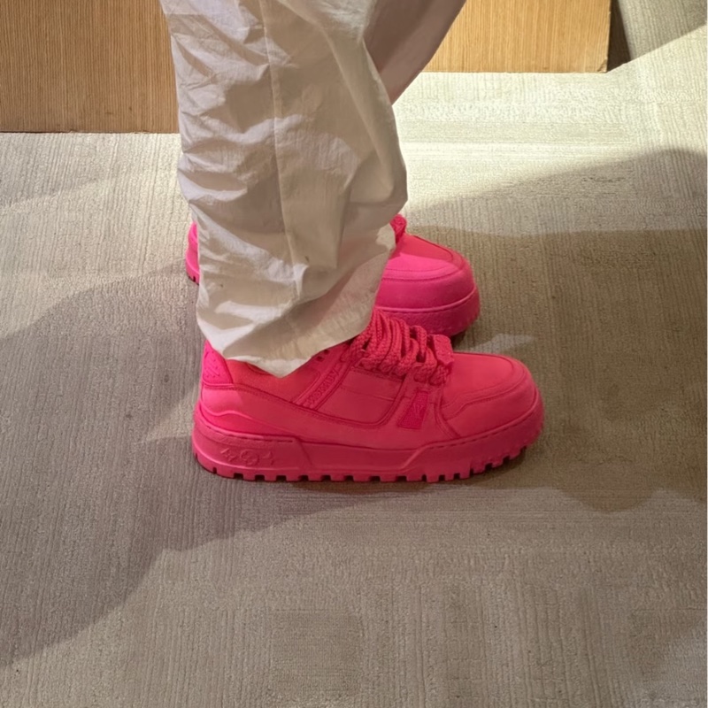 99新LV路易威登trainer系列玫粉色胖丁板鞋  36碼-8